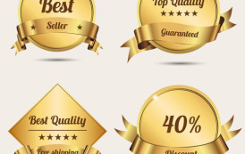 גרפיקה וקטורית להורדה – סמלים ותגים לפרסום בעיצוב מוזהב