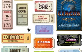 וקטורים להורדה: כרטיסי קולנוע בסגנון וינטאג'