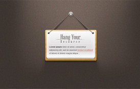 PSD להורדה של שלט תלוי על רקע קיר